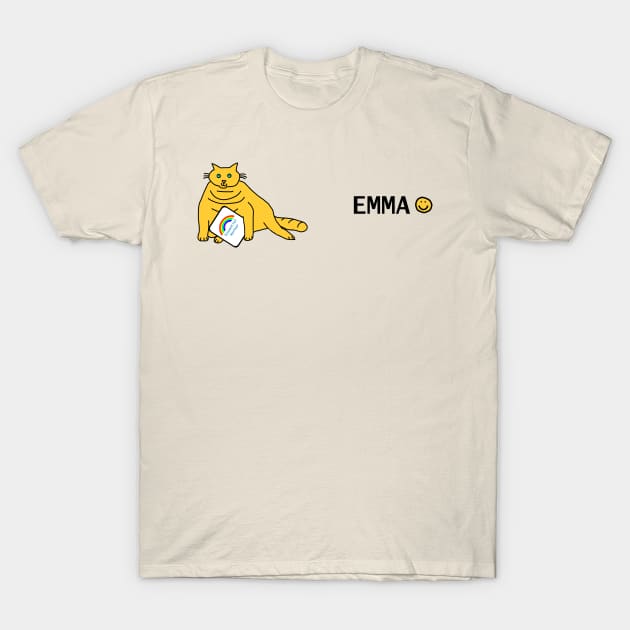 Emma Cuddly Cat Essential Worker Rainbow T-Shirt by ellenhenryart